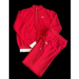 ALO Yoga Red Track Pants Set